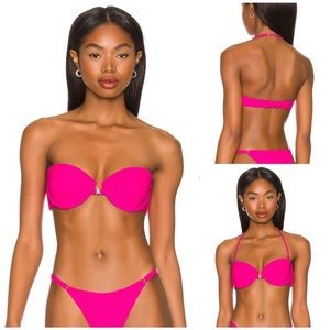 Lovewave Christensen Bikini Top in Hot Pink Sz S Rhinestone Revolve